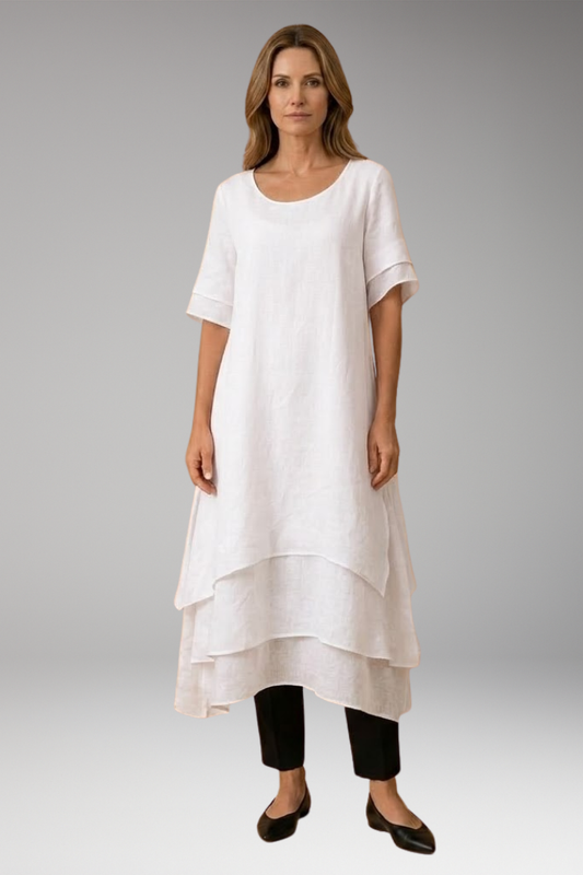 Women's Elegant Dress with Open Neckline and Flowing Fit