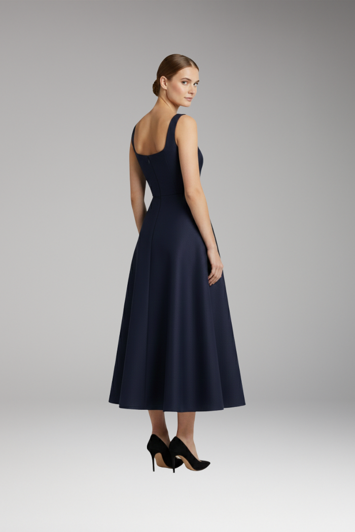 Women's Elegant Dress with Straps in Dark Blue