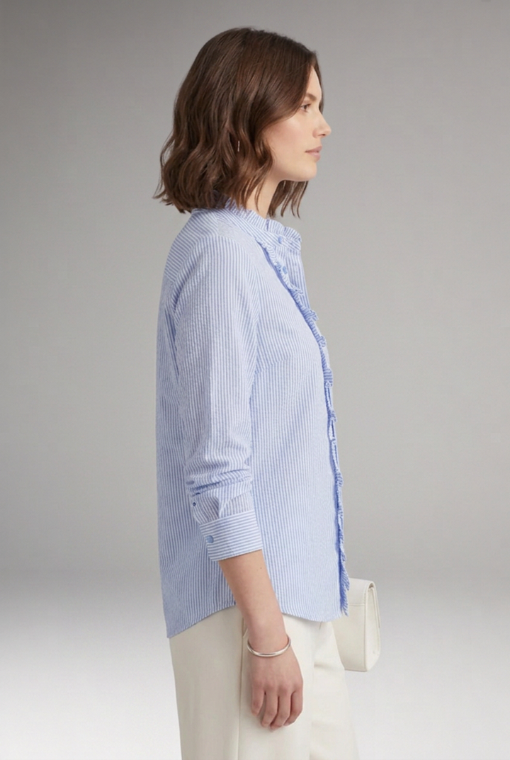 Women's Elegant Ruffle-Trim Button-Front Long-Sleeve Blouse