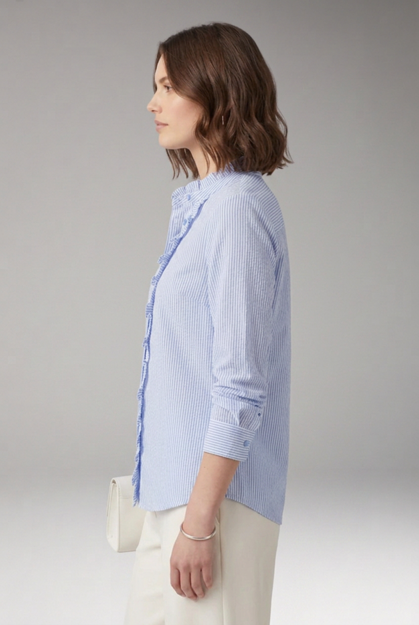 Women's Elegant Ruffle-Trim Button-Front Long-Sleeve Blouse