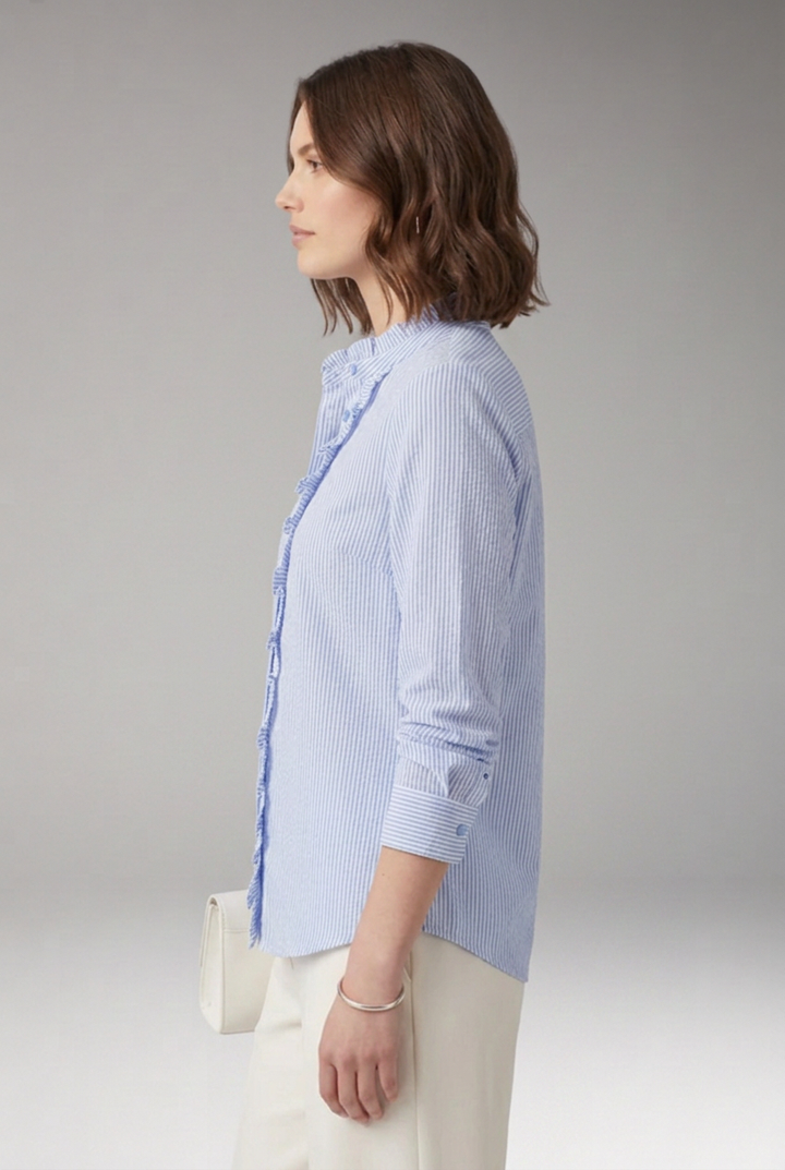 Women's Elegant Ruffle-Trim Button-Front Long-Sleeve Blouse