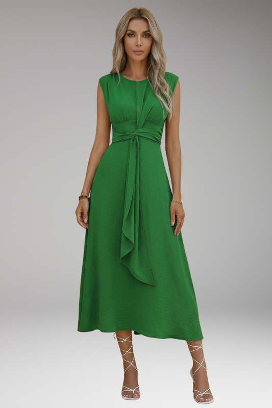 Women's Elegant Sleeveless Maxi Dress with Round Neck