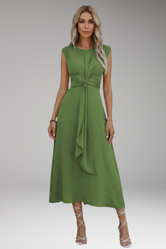 Women's Elegant Sleeveless Maxi Dress with Round Neck