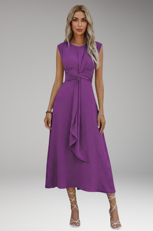 Women's Elegant Sleeveless Maxi Dress with Round Neck