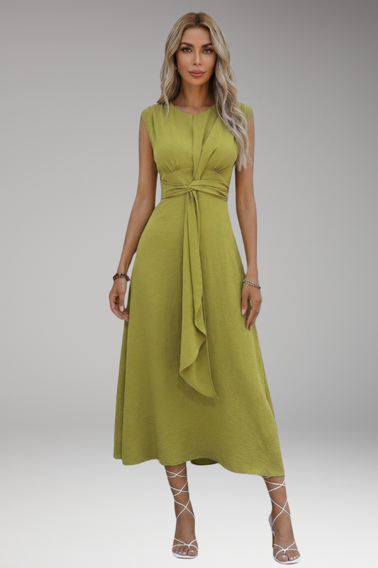 Women's Elegant Sleeveless Maxi Dress with Round Neck