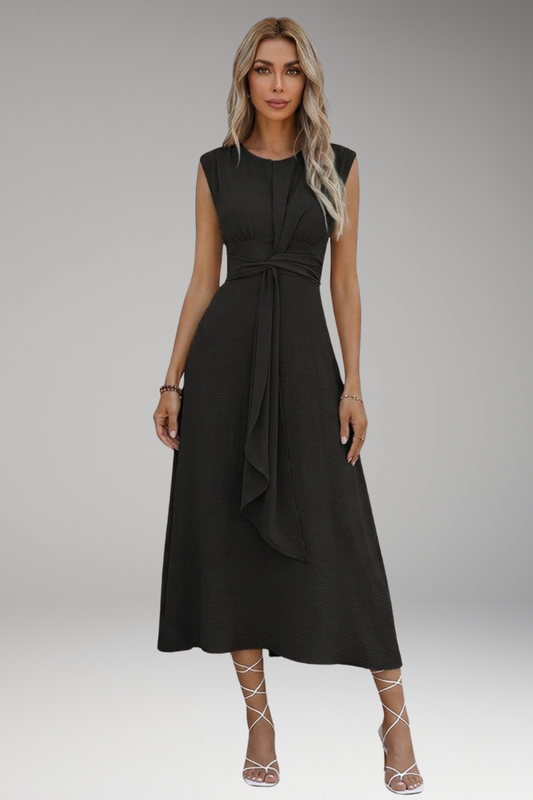 Women's Elegant Sleeveless Maxi Dress with Round Neck