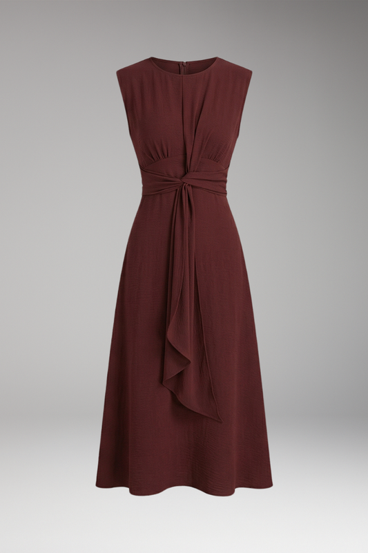 Women's Elegant Sleeveless Maxi Dress with Round Neck