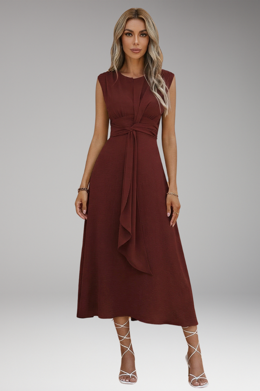 Women's Elegant Sleeveless Maxi Dress with Round Neck