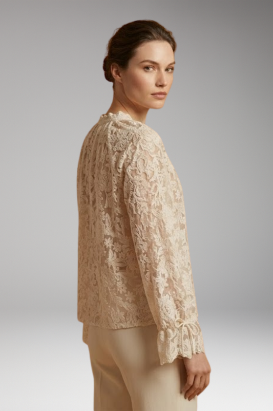 Women's Embroidered Blouse with V-Neck and Bell Sleeves