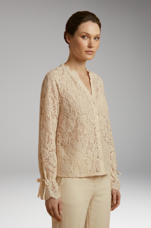 Women's Embroidered Blouse with V-Neck and Bell Sleeves
