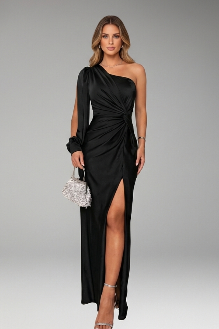 Women's Evening Dress with Refined Details and Elegant Fit