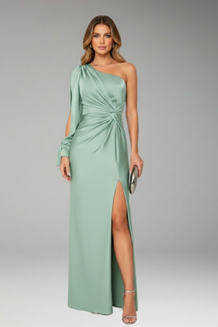 Women's Evening Dress with Refined Details and Elegant Fit