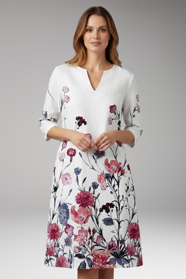 Women's Floral Dress with Elegant Fit and Vibrant Pattern