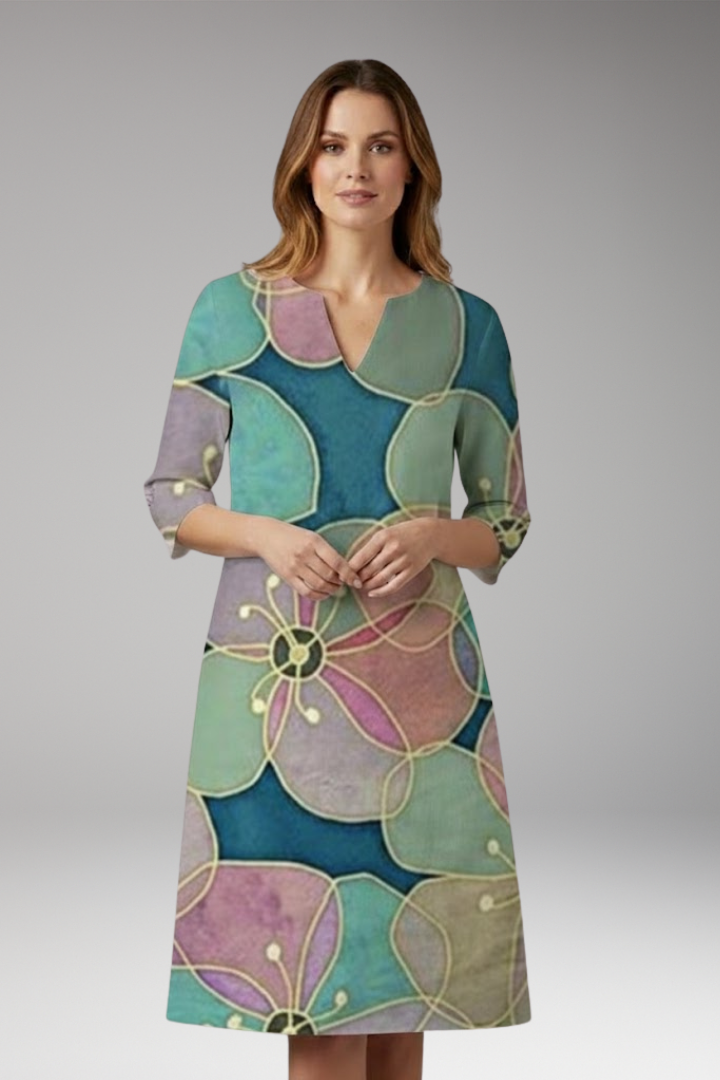 Women's Floral Dress with Elegant Fit and Vibrant Pattern