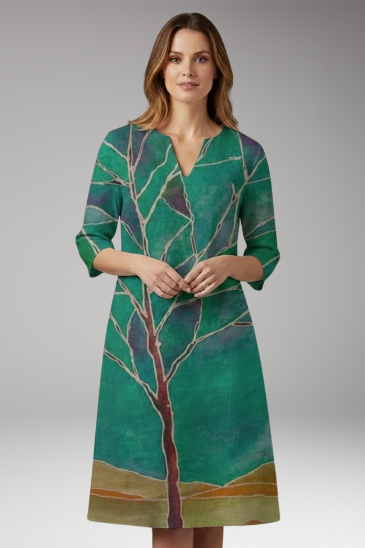 Women's Floral Dress with Elegant Fit and Vibrant Pattern