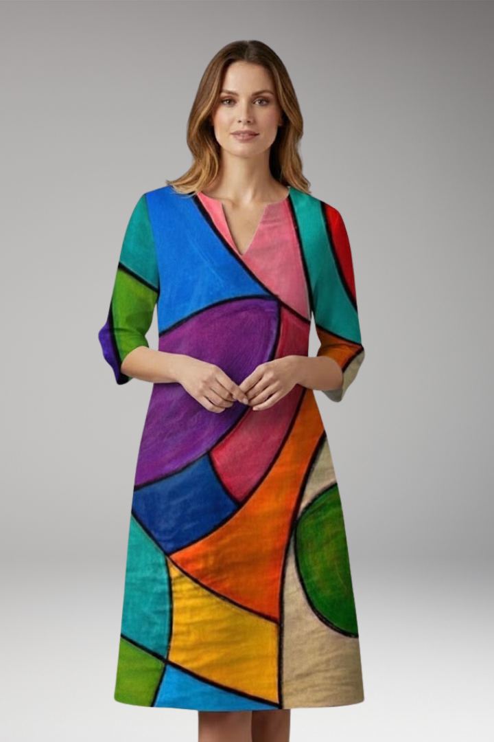 Women's Floral Dress with Elegant Fit and Vibrant Pattern