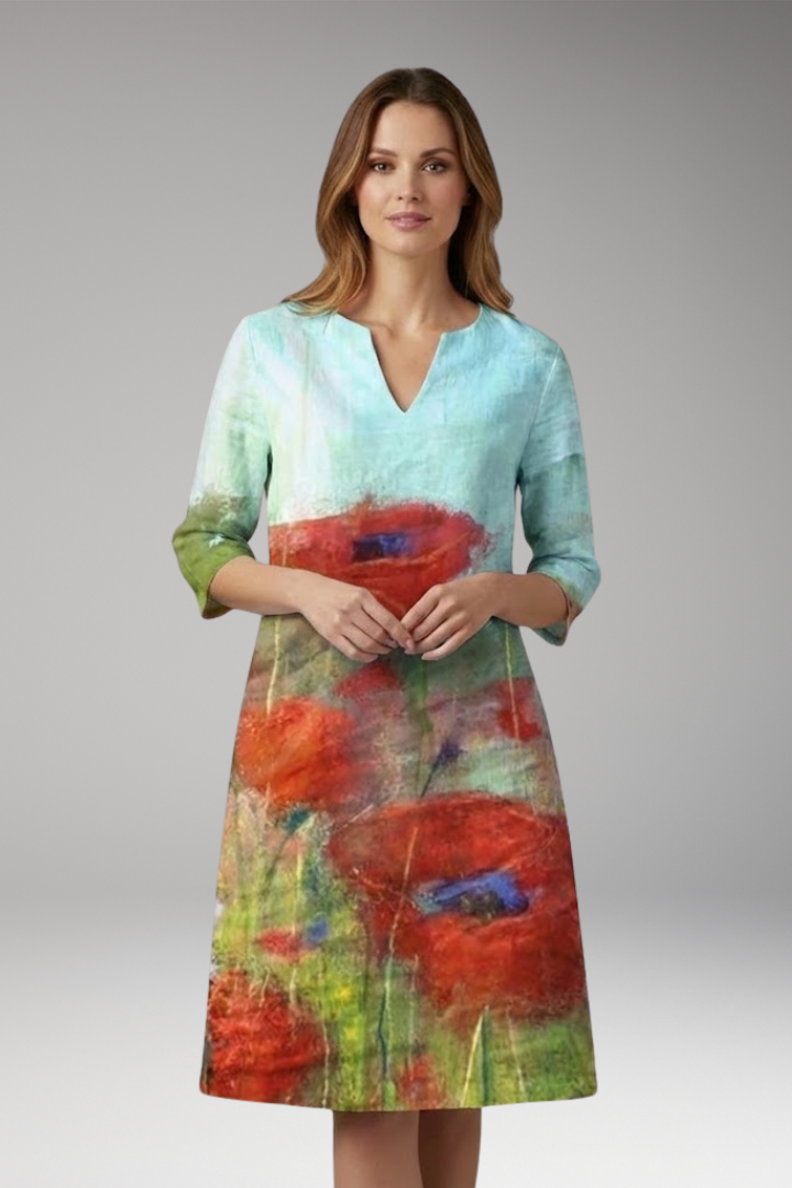 Women's Floral Dress with Elegant Fit and Vibrant Pattern