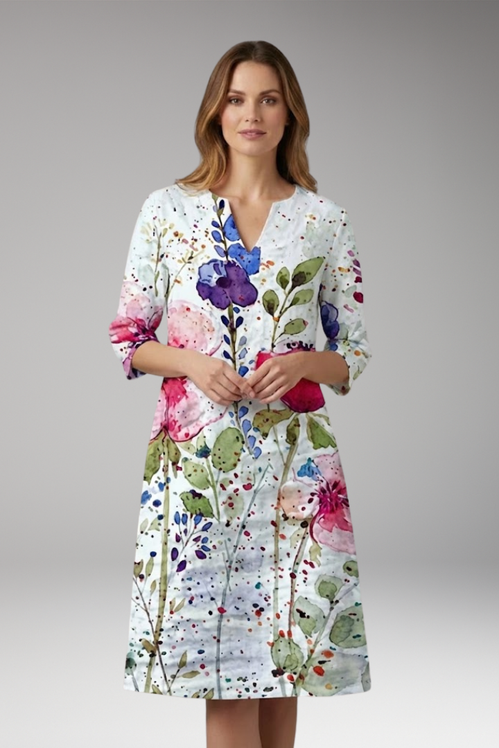 Women's Floral Dress with Elegant Fit and Vibrant Pattern