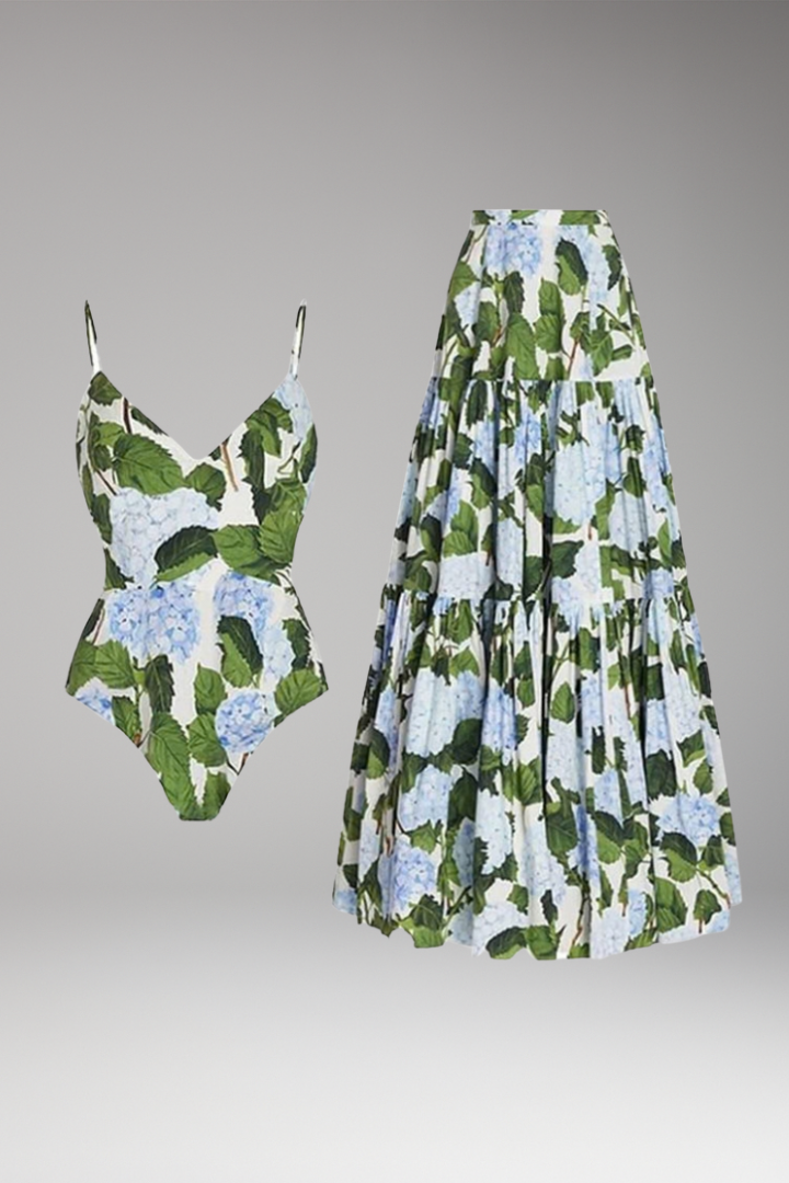 Women's Floral Dress with Halter Neck and Flowing Skirt
