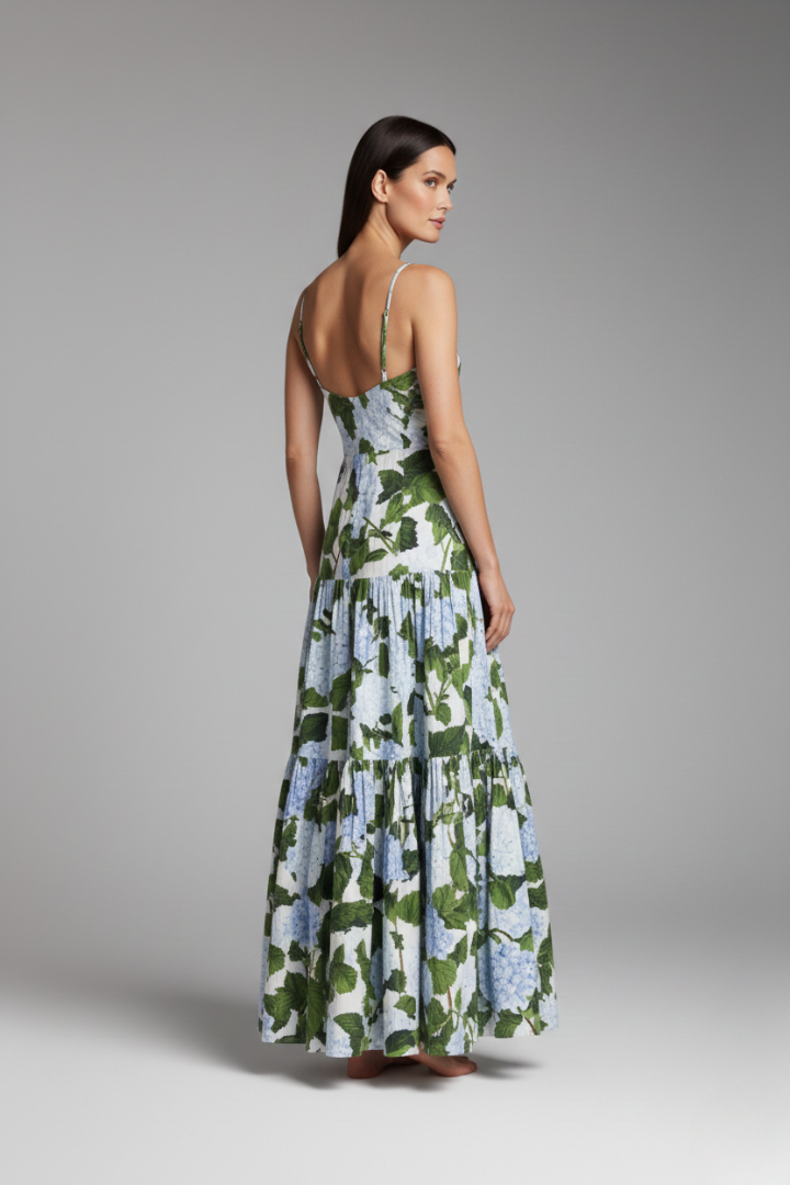 Women's Floral Dress with Halter Neck and Flowing Skirt