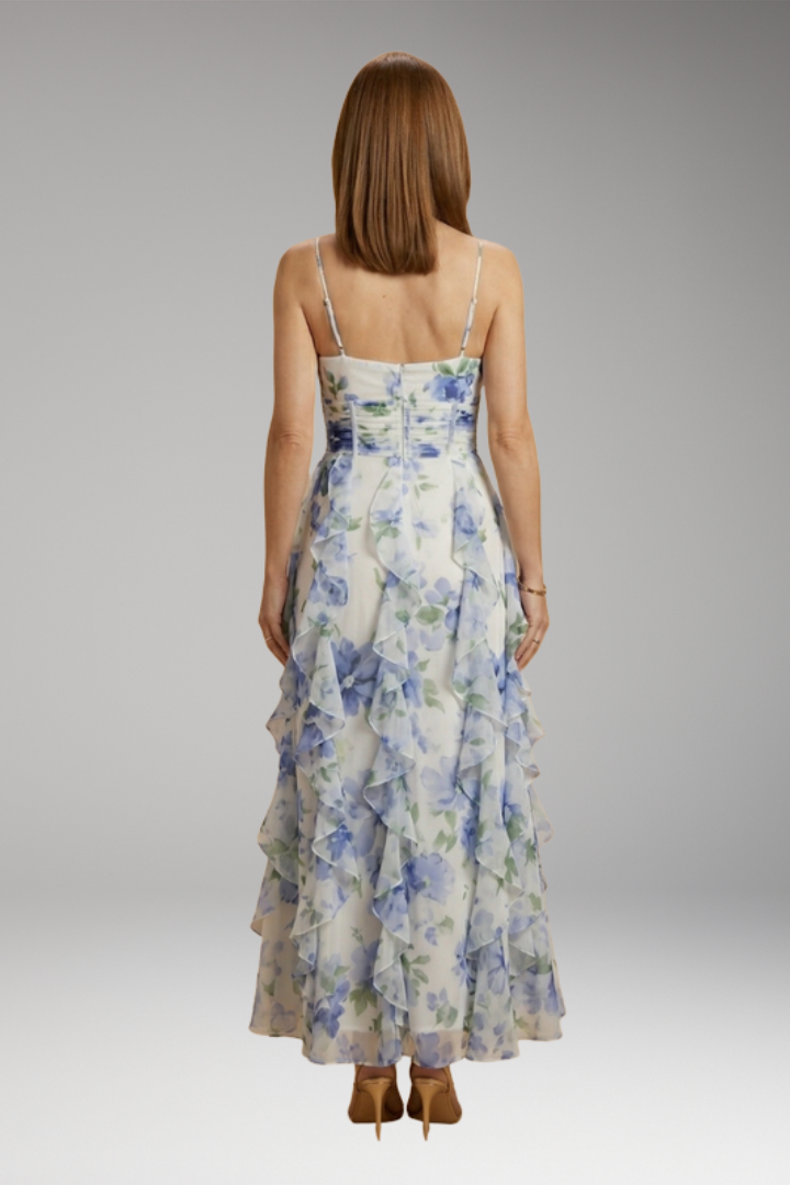 Women's Floral Dress with Ruffles and Breathable Fabric