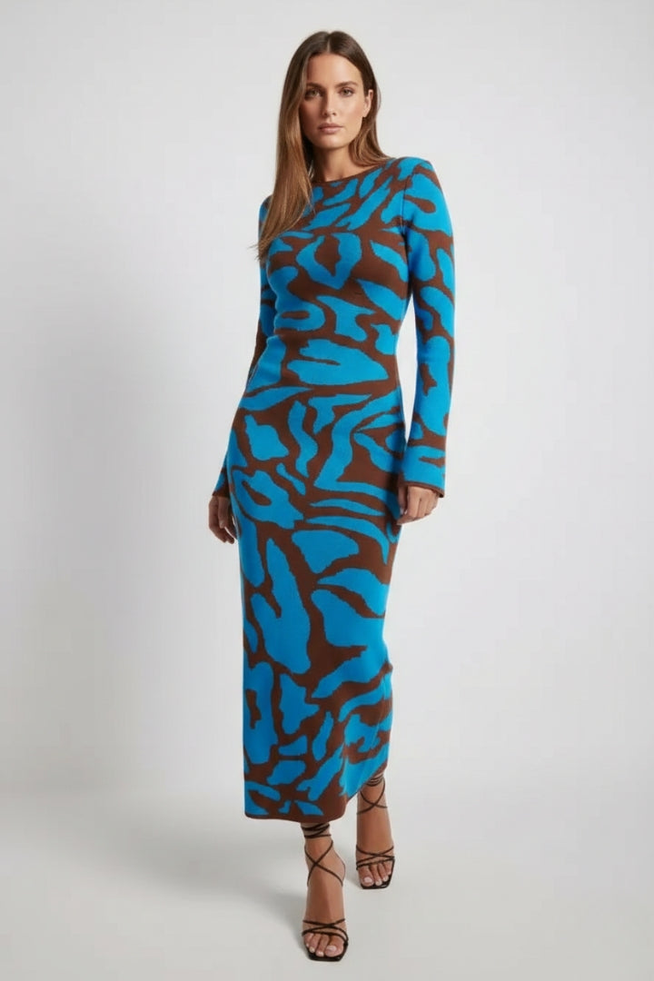 Women's Floral Long Dress with Flowing Silhouette and Floral Pattern