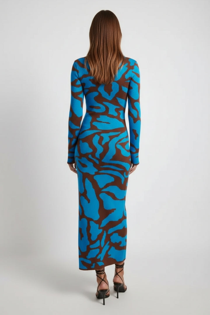 Women's Floral Long Dress with Flowing Silhouette and Floral Pattern