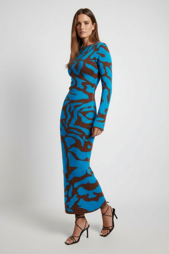 Women's Floral Long Dress with Flowing Silhouette and Floral Pattern
