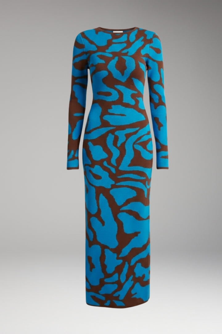 Women's Floral Long Dress with Flowing Silhouette and Floral Pattern