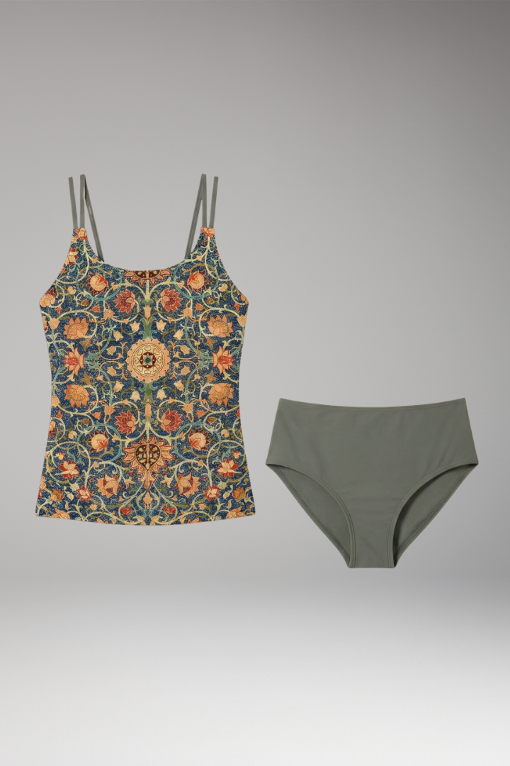 Women’s Floral Tankini Set with High-Waisted Bottoms