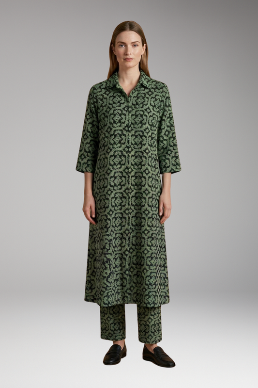Women's Geometric Pattern Two-Piece Set with Relaxed Fit