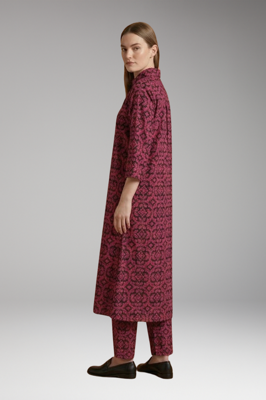Women's Geometric Pattern Two-Piece Set with Relaxed Fit