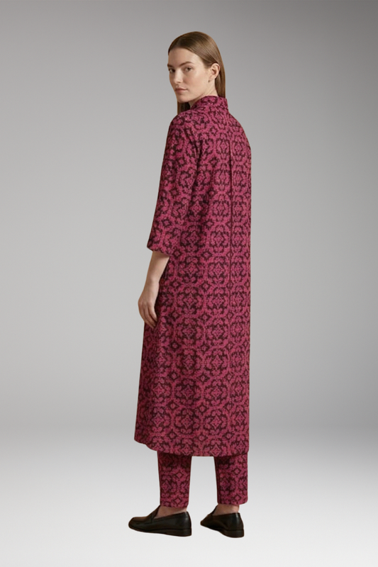 Women's Geometric Pattern Two-Piece Set with Relaxed Fit