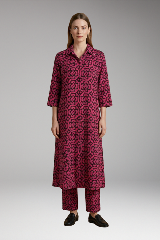 Women's Geometric Pattern Two-Piece Set with Relaxed Fit
