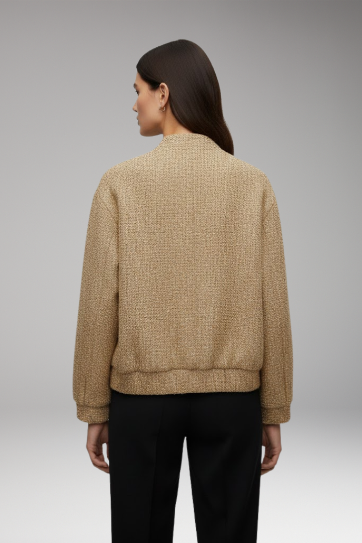 Women’s Glitter Bomber Jacket with Front Zipper and Sequins
