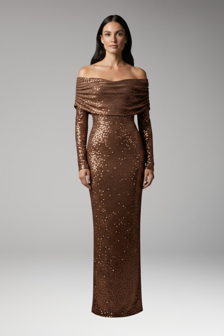 Women's Glittering Dress for Celebrations with Figure-Hugging Fit