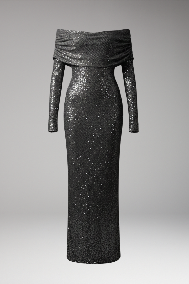 Women's Glittering Dress for Celebrations with Figure-Hugging Fit