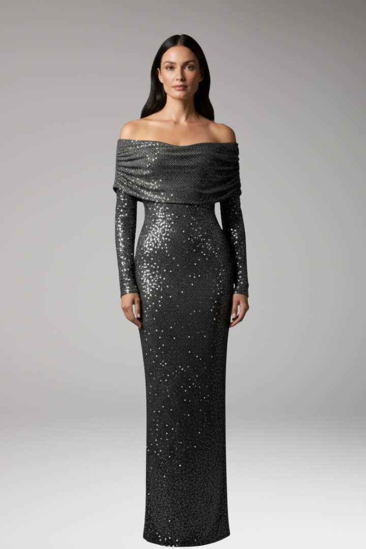 Women's Glittering Dress for Celebrations with Figure-Hugging Fit