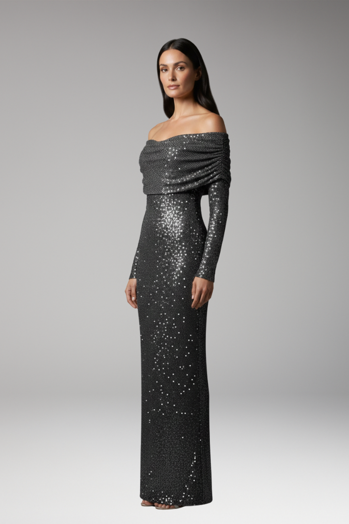Women's Glittering Dress for Celebrations with Figure-Hugging Fit