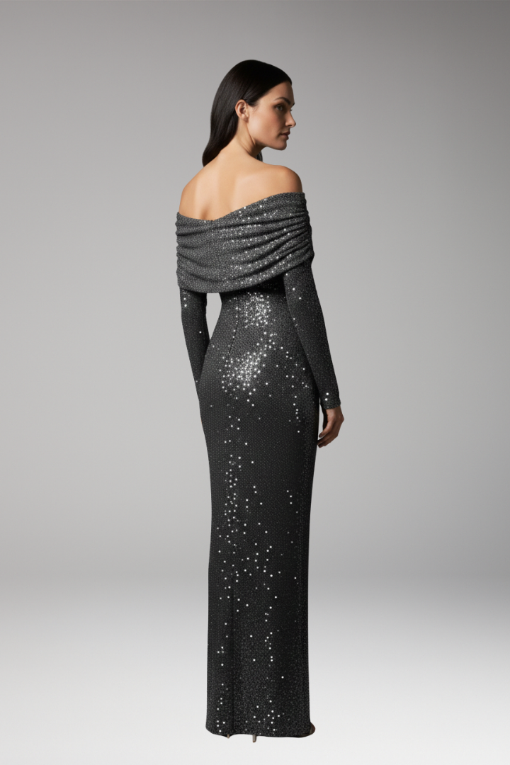 Women's Glittering Dress for Celebrations with Figure-Hugging Fit