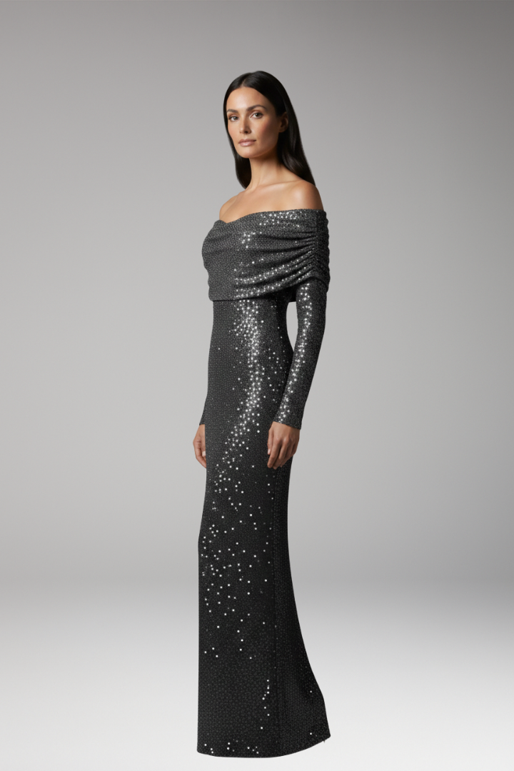 Women's Glittering Dress for Celebrations with Figure-Hugging Fit