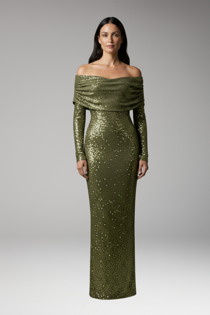 Women's Glittering Dress for Celebrations with Figure-Hugging Fit