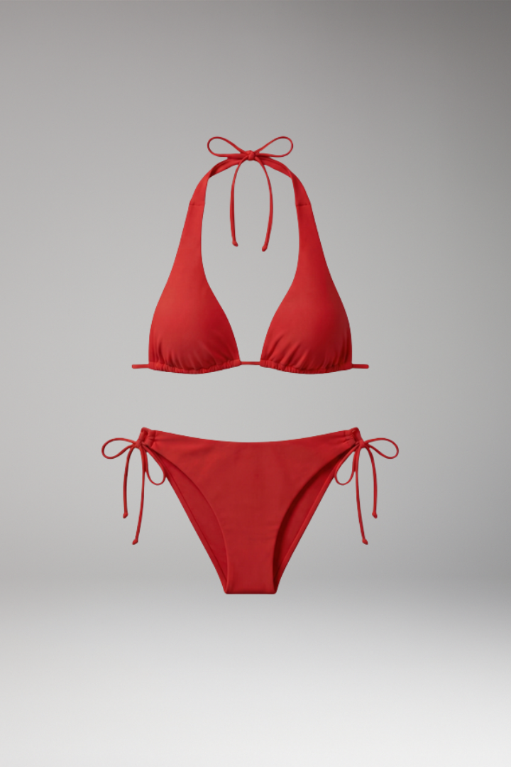 Women’s Halter Bikini Set with Adjustable Straps and Side Ties