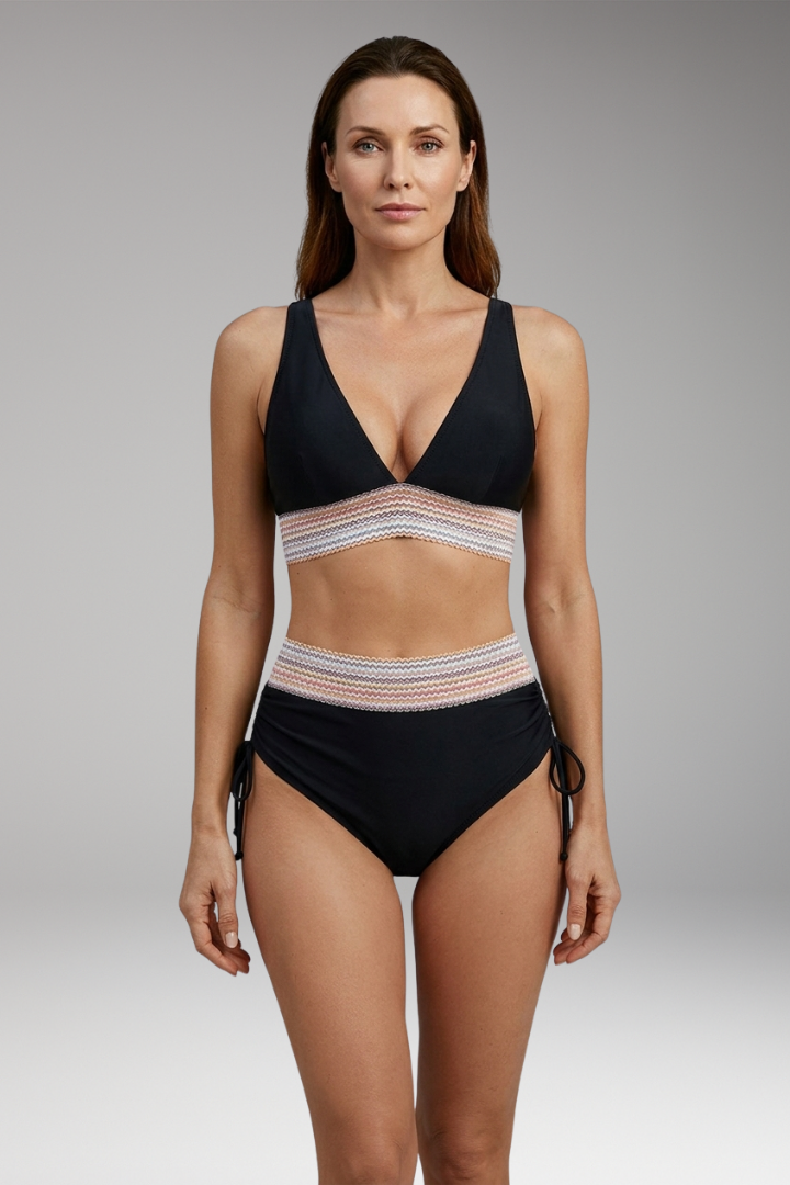 Women’s Halter Bikini with High-Waisted Bottoms and Tie-Side Detail