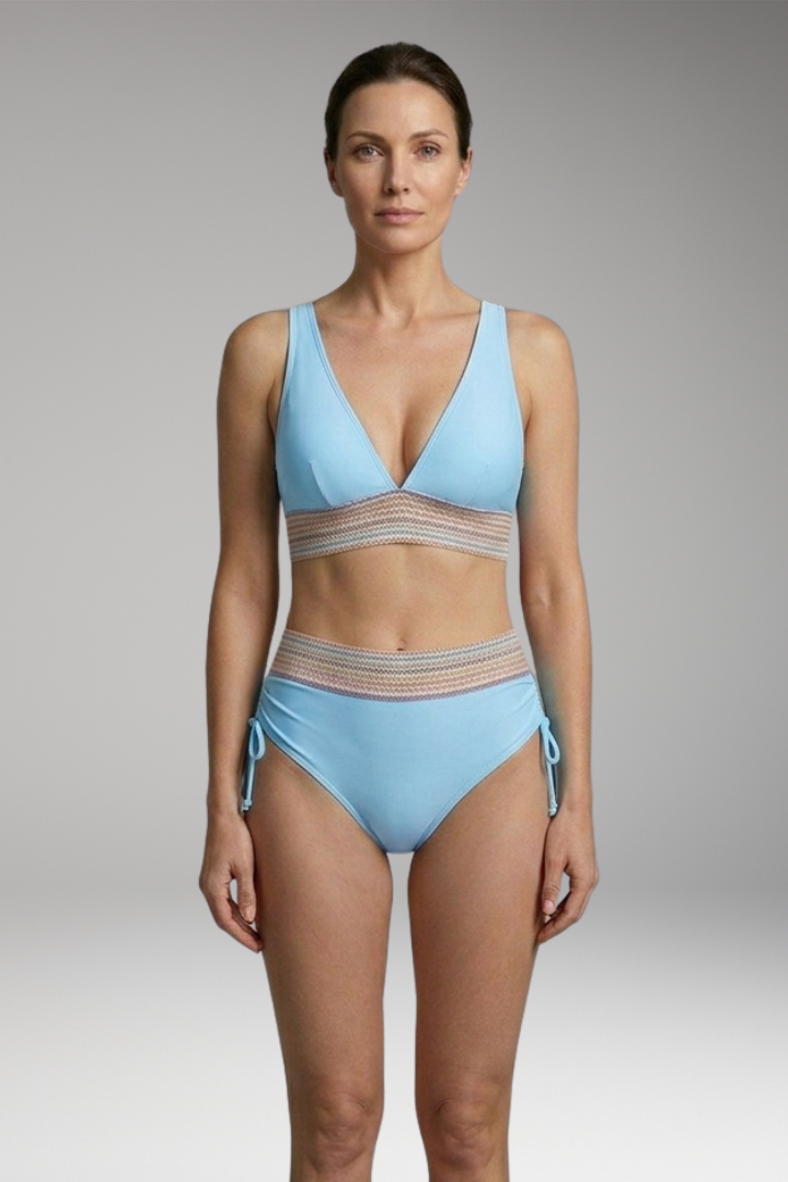 Women’s Halter Bikini with High-Waisted Bottoms and Tie-Side Detail