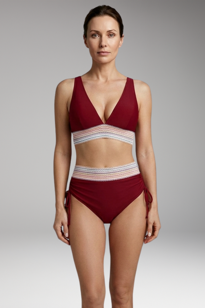 Women’s Halter Bikini with High-Waisted Bottoms and Tie-Side Detail