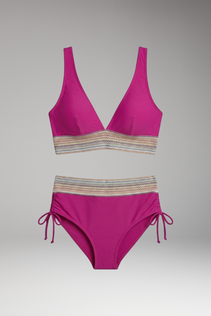 Women’s Halter Bikini with High-Waisted Bottoms and Tie-Side Detail