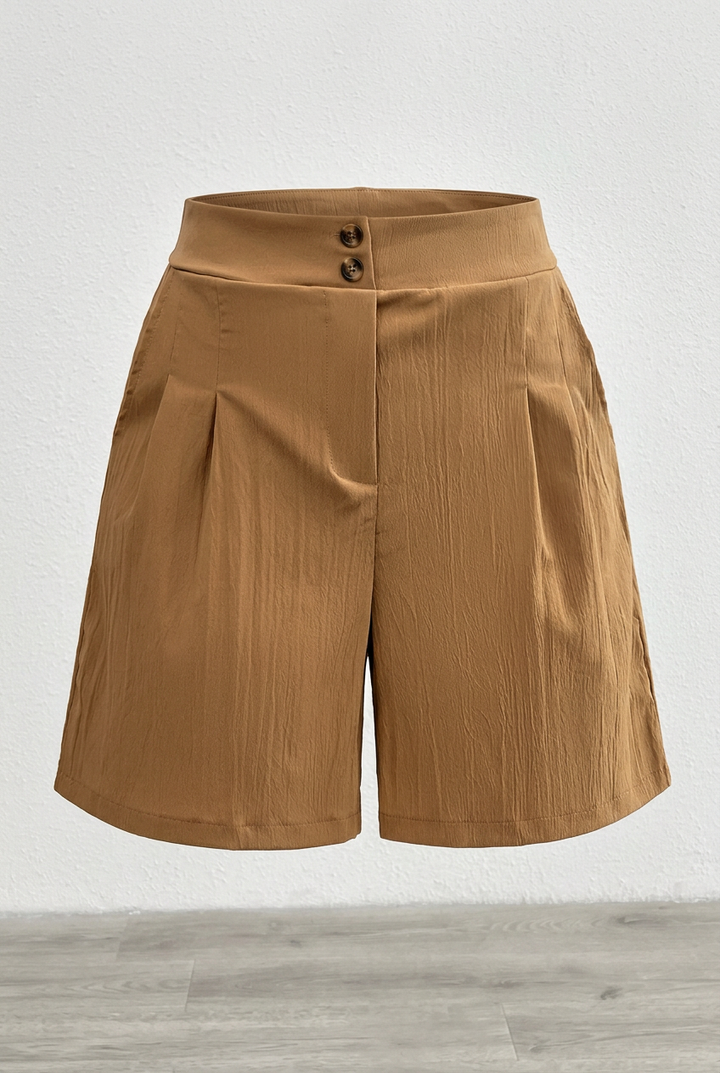 Women’s High-Waisted Bermuda Shorts with Double Button Waistband