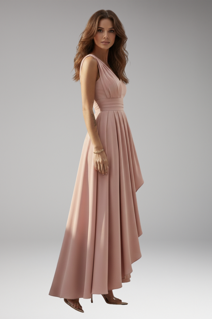 Women's High-Waisted Cocktail Dress with Structured Design