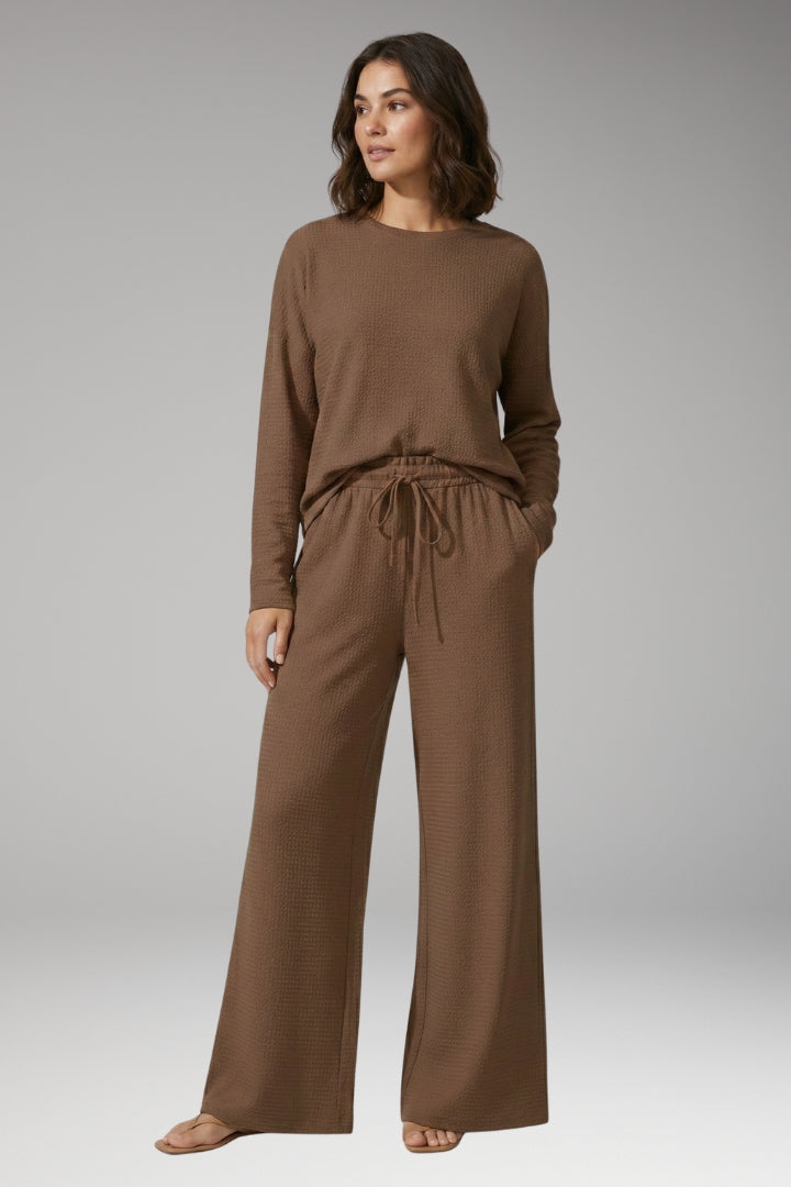 Women’s High-Waisted Wide-Leg Trousers with Adjustable Drawstring